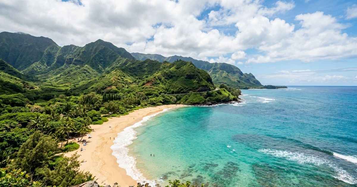 Panoramic view of Maui coastline and lush tropical landscape showcasing the beauty of the Valley Isle.