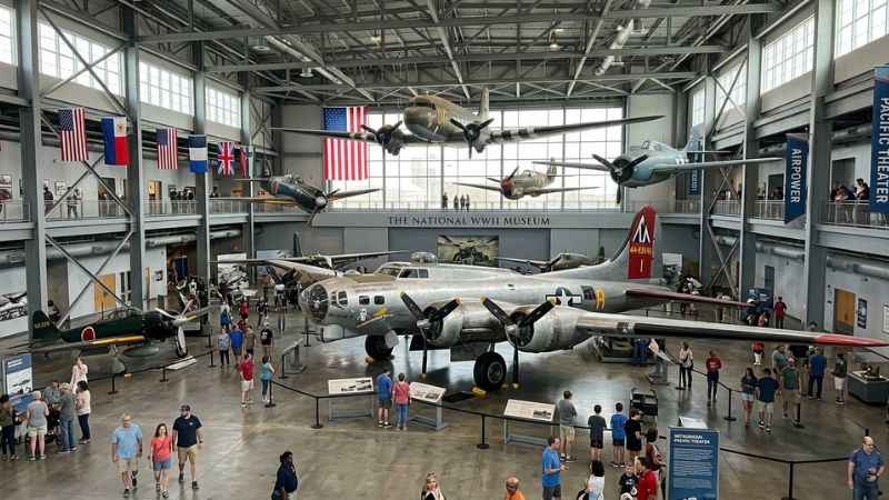 Historical aircraft display inside the National WWII Museum in New Orleans