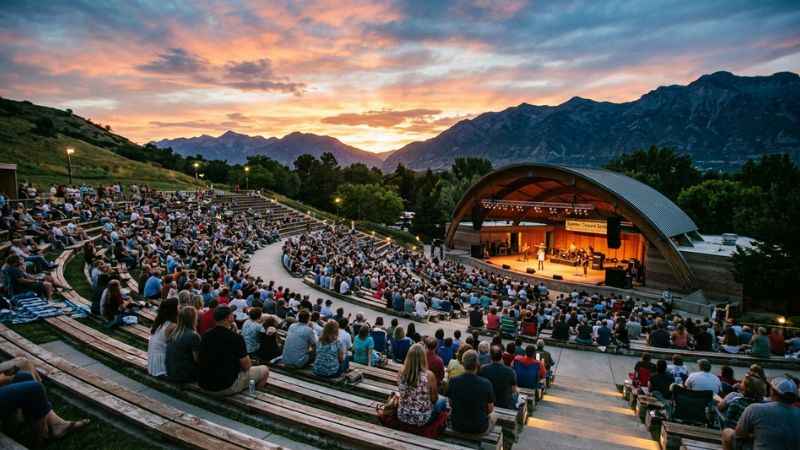 SCERA Shell Outdoor Theatre stage and lawn seating in Orem Utah