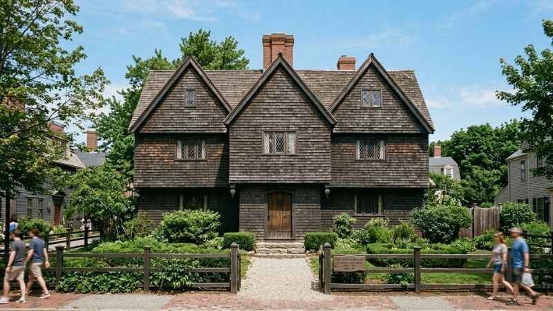 The historic Witch House building in downtown Salem, MA.