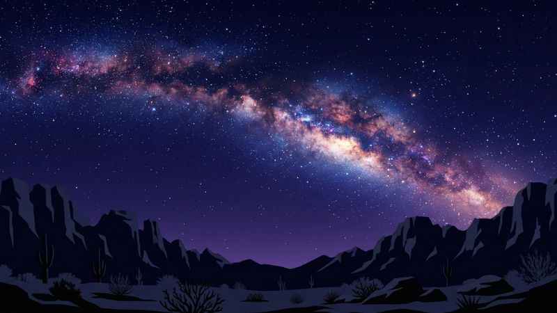 The night sky shining bright in the dark night sky over the mountains in Big Bend National Park.
