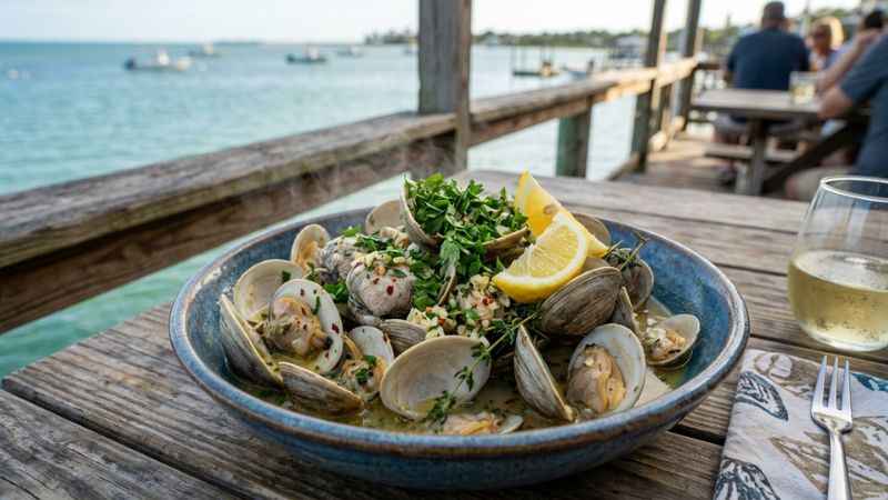 Steamed clams served at a Cedar Key, Florida restaurant.