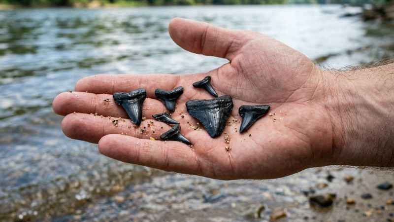 Fossilized shark teeth found while exploring things to do in Colonial Beach, VA along the Potomac.